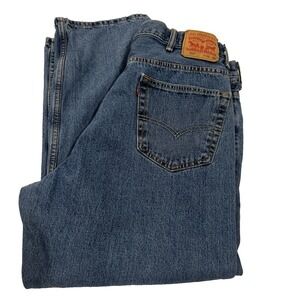 Levi's Men's Size 42x29 Blue 550 Relaxed Fit Tapered Jeans Zip Solid 100% Cotton